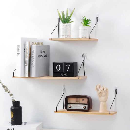 Home Solid Wood Wall Shelf - Mubimart