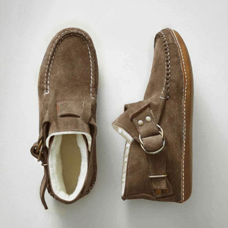 Women's Comfy Leather Leopard Flats Autumn Buckle Strap Shoes For Women New Casual Travel Breathable Women Shoes - Mubimart