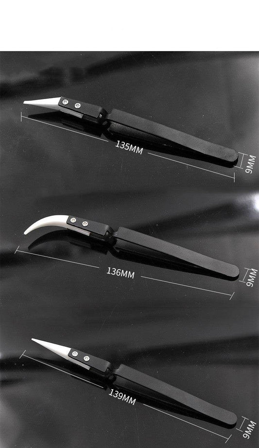 Anti-Static Ceramic Tweezers Black Handle Clamping Tweezers - Mubimart