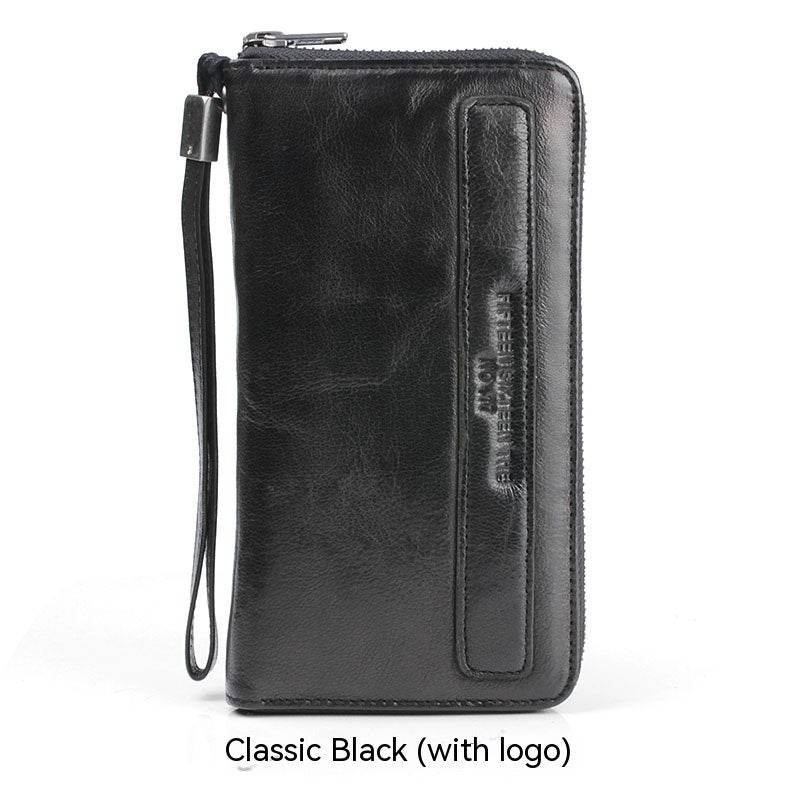 Men's Handmade Sheepskin Retro Long Wallet - Mubimart