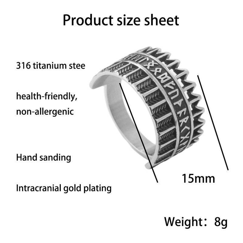 Titanium Steel Viking Warrior Ring Vintage Men Punk - Mubimart