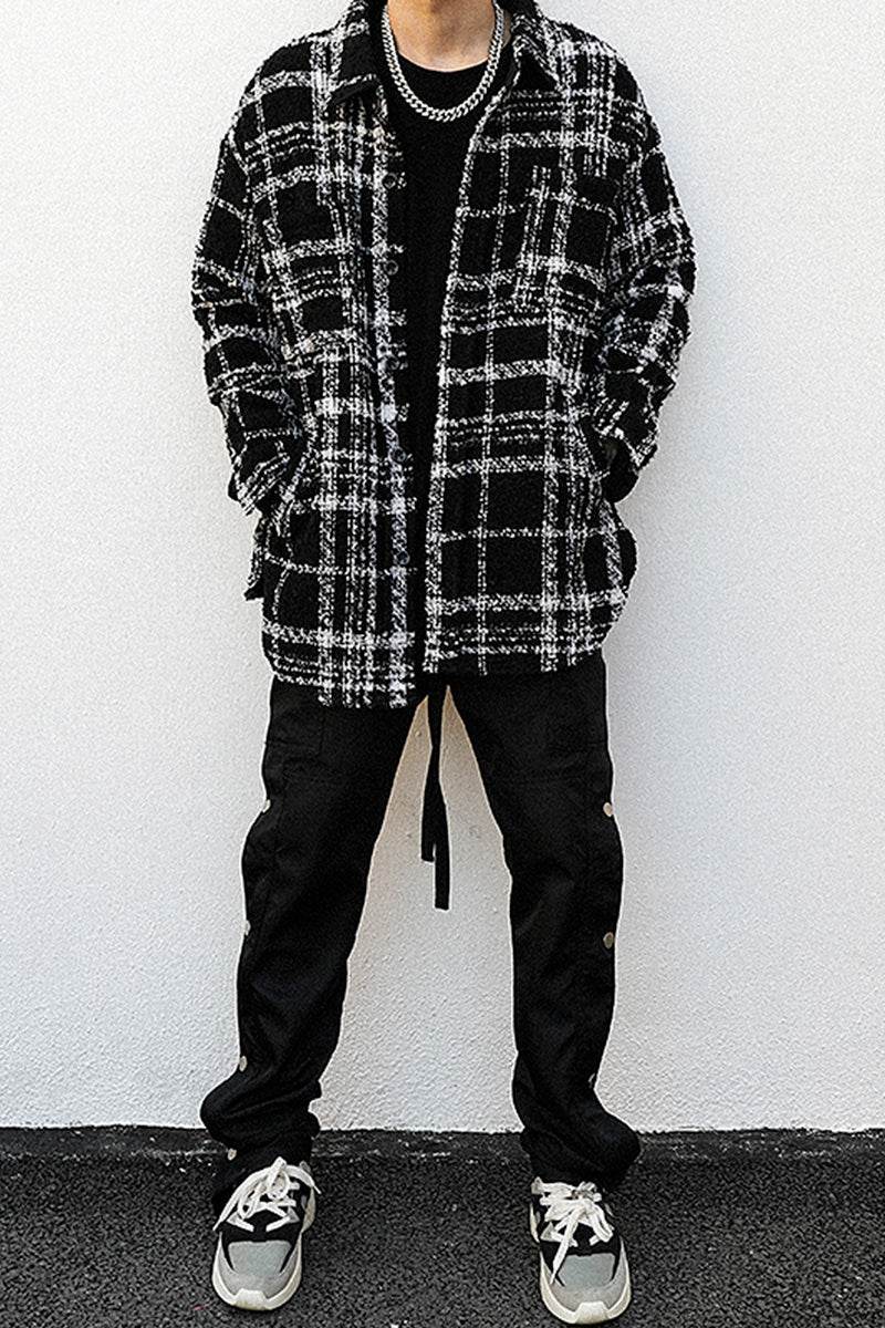 Plaid Padded Woolen Shirt Jacket - Mubimart