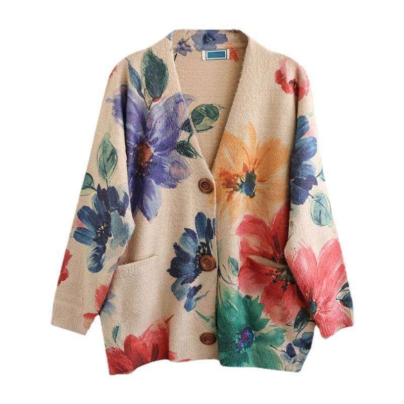 Women's Retro Plus Size Versatile Cardigan - Mubimart