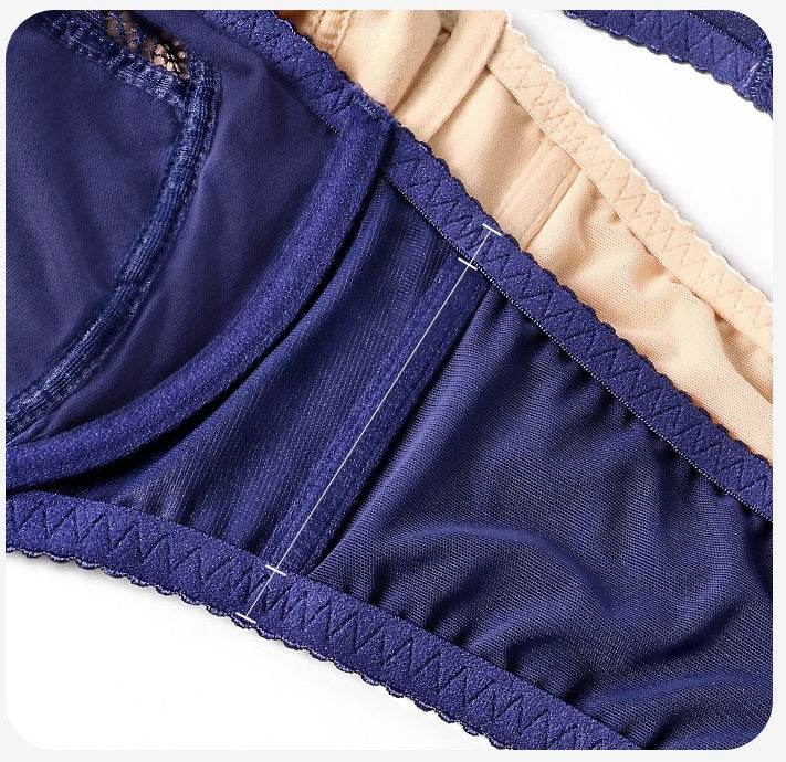 Gathered Lace Ladies Plus Size Panties Underwear Bra Set - Mubimart
