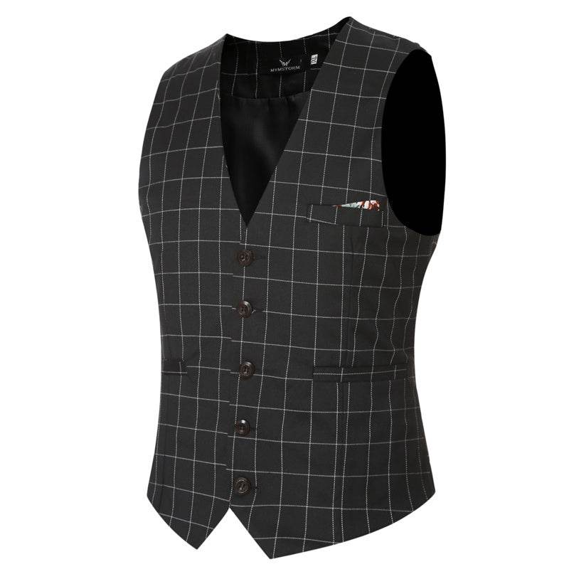 Korean Men's Formal Suit V-necked Vest - Mubimart