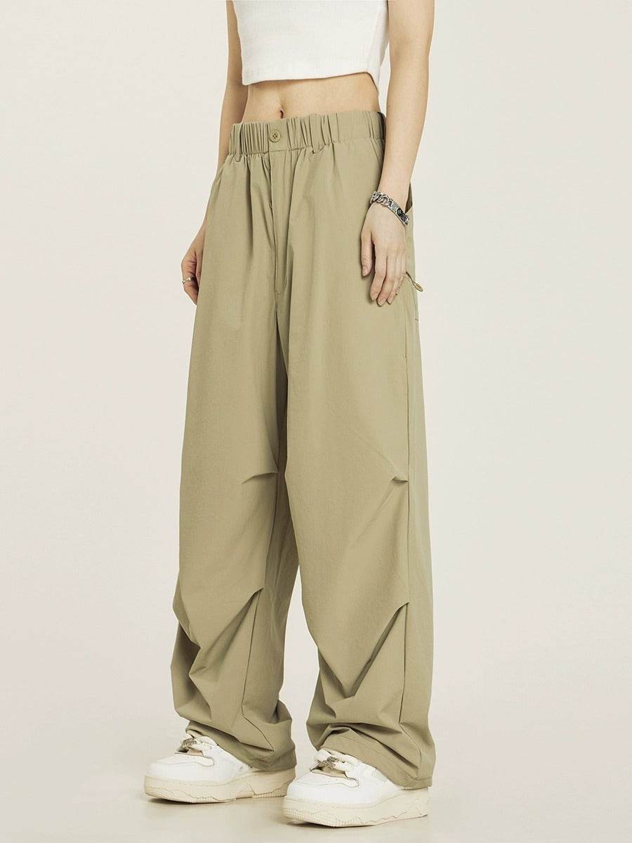 Vintage Pleated Parachute Pants Cargo Pants - Mubimart