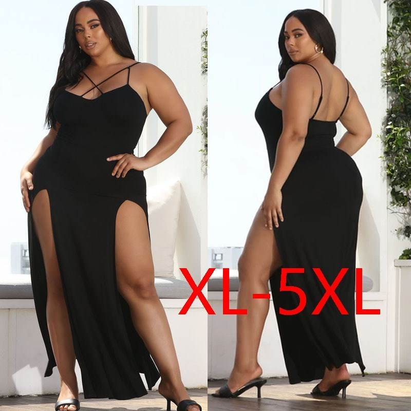 Plus Size Fat Women Dresses Summer Sling Big Dress - Mubimart
