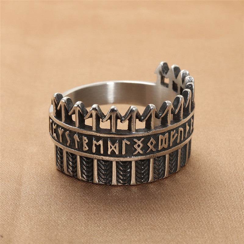 Titanium Steel Viking Warrior Ring Vintage Men Punk - Mubimart