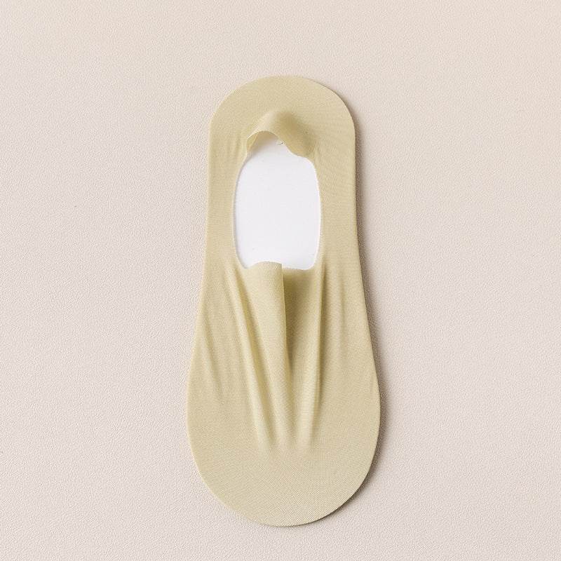 Thin Solid Color Bottom Super Low Cut Invisible Socks - Mubimart