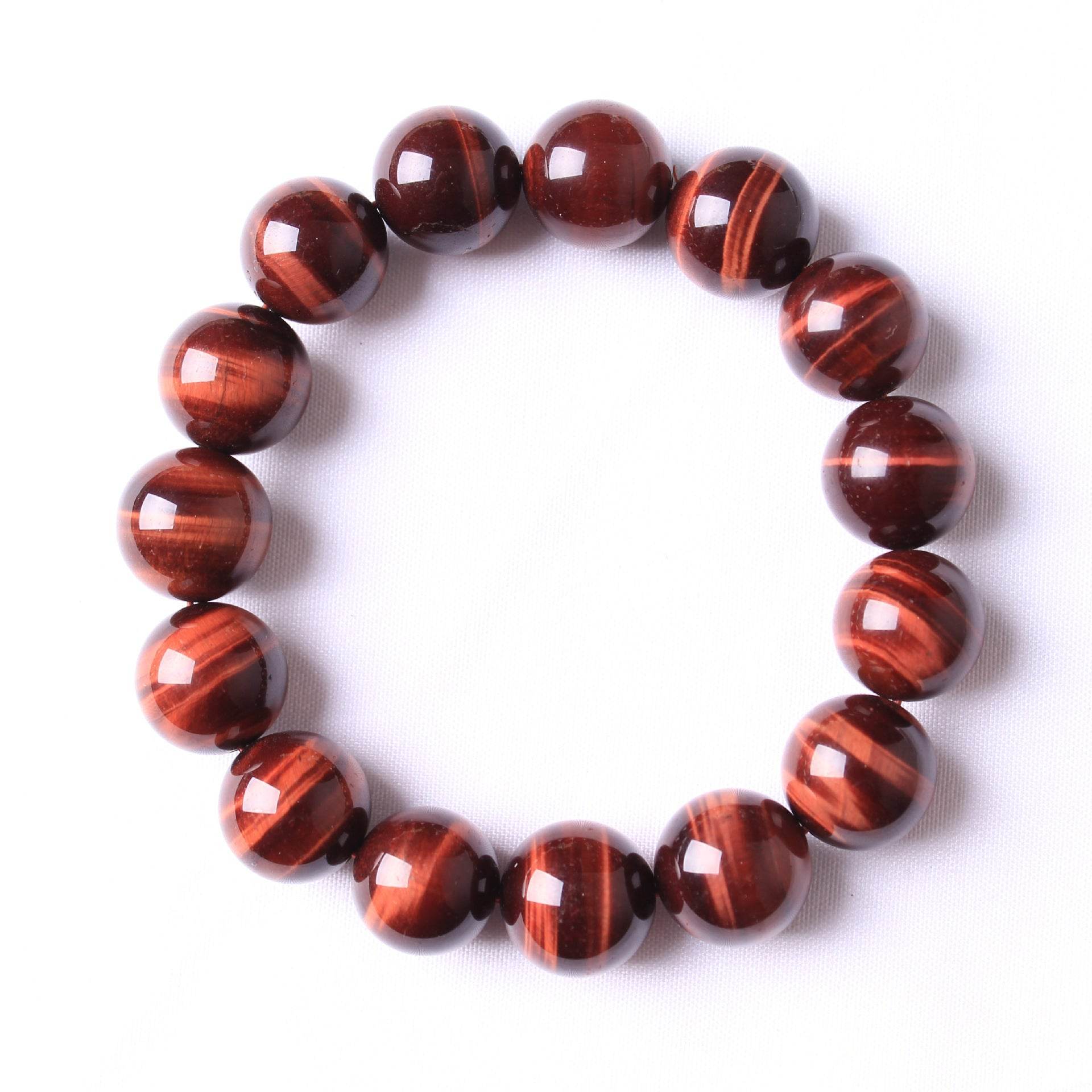Natural Red Tiger Eye Gemstone Single Circle Bracelet For Men - Mubimart