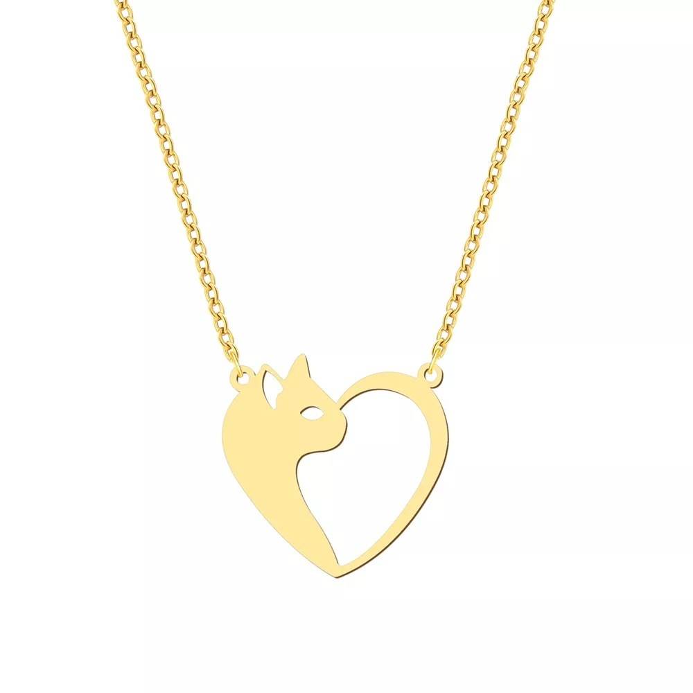 Women's Fashion Jewelry Stainless Steel Necklaces Heart Cat Hollow Pendant Choker Clavicle Chain Charm Fashion Necklaces For Women Jewelry Girls Gifts - Mubimart