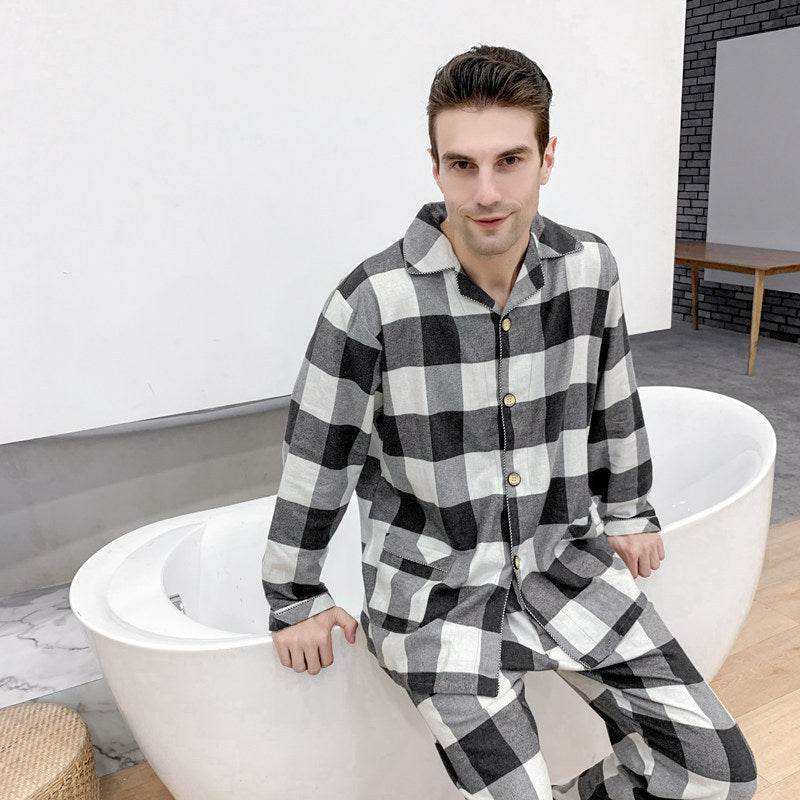 Men's Warm Cloth Flannel Pajama Suit - Mubimart