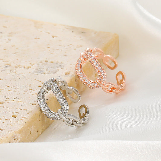 Design Chain Micro Inlaid Zircon Ring