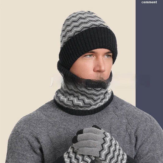 Men's Winter Warm Neck Warmer Cold-proof Knitted Hat - Mubimart