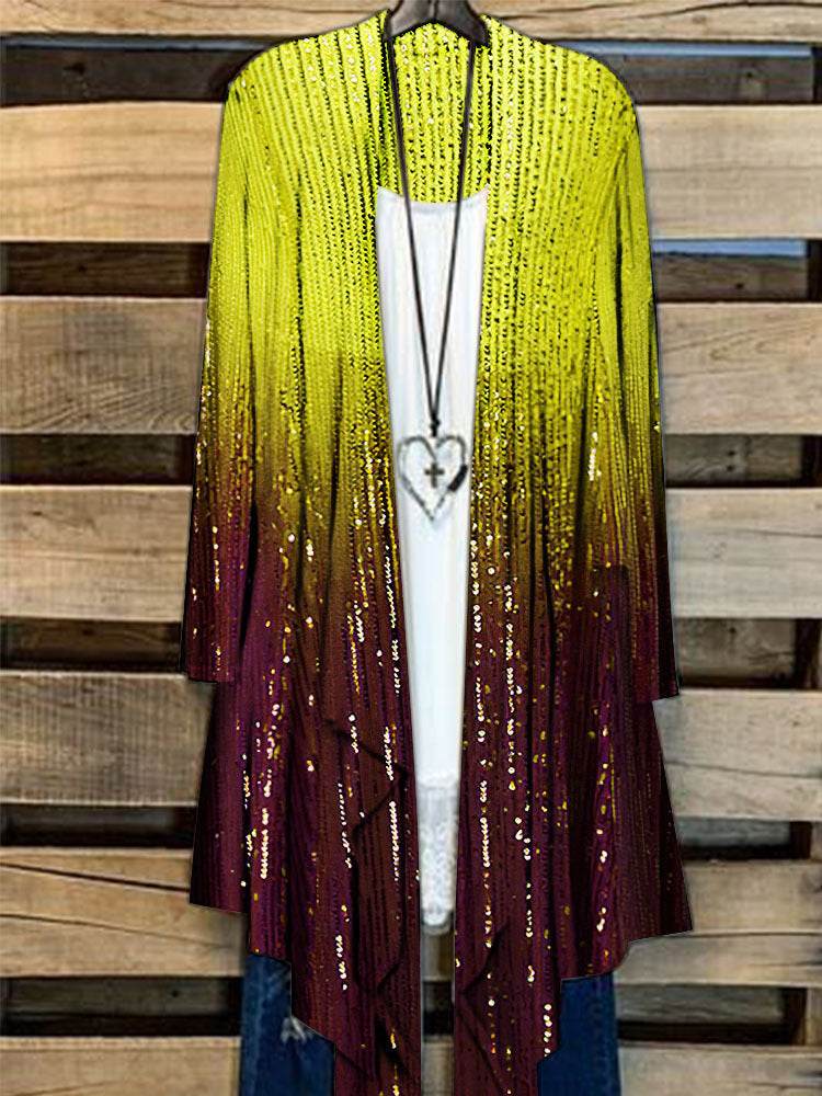 Simple Cardigan Plus Size Women's Printed Coat Top - Mubimart