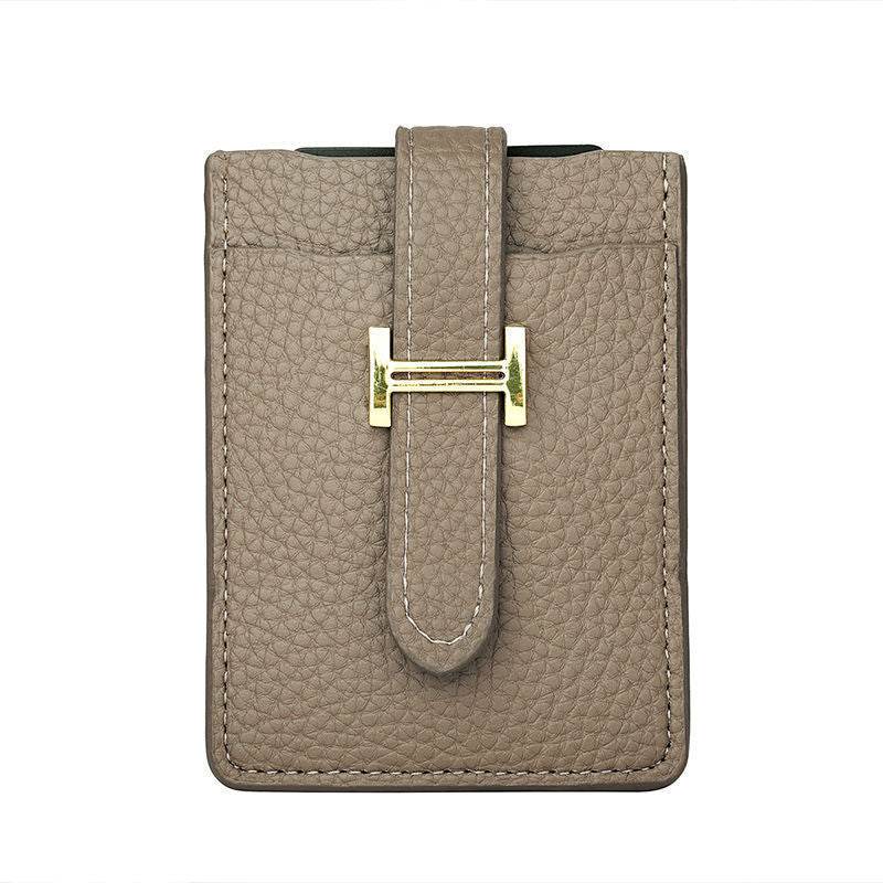 Leather Card Holder Pull-out Card Holder Thin Women - Mubimart