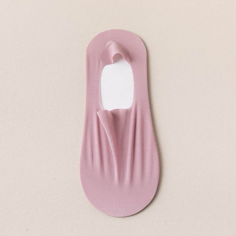 Thin Solid Color Bottom Super Low Cut Invisible Socks - Mubimart