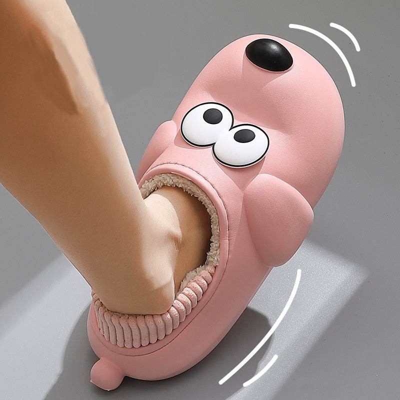 Cute Dog Shoes EVA Winter House Shoes Unisex Fuzzy Slippers - Mubimart