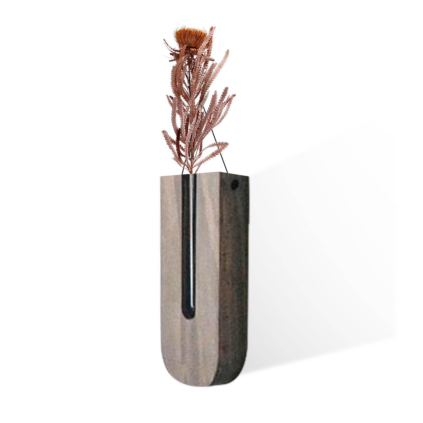 Indoor Wall Hanging Planter Wooden Vase - Mubimart