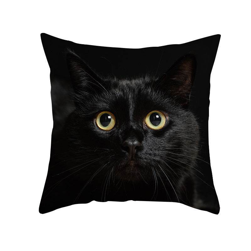 Black Cat Printed Christmas Cushion Covers Pillow Cover Pillowcases - Mubimart