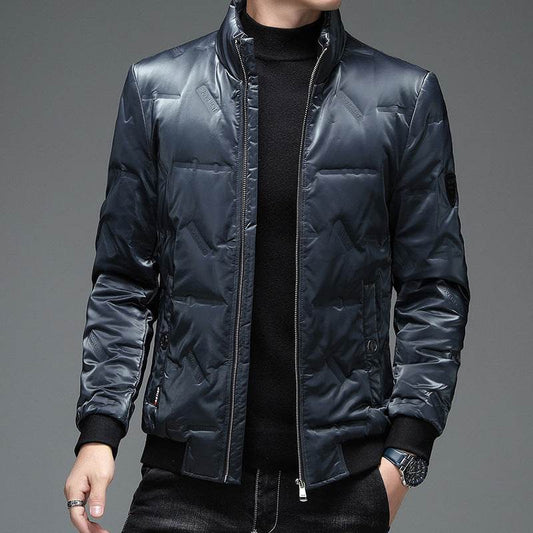 Down Jacket Men's Casual Stand Collar White Duck Down Thickening - Mubimart