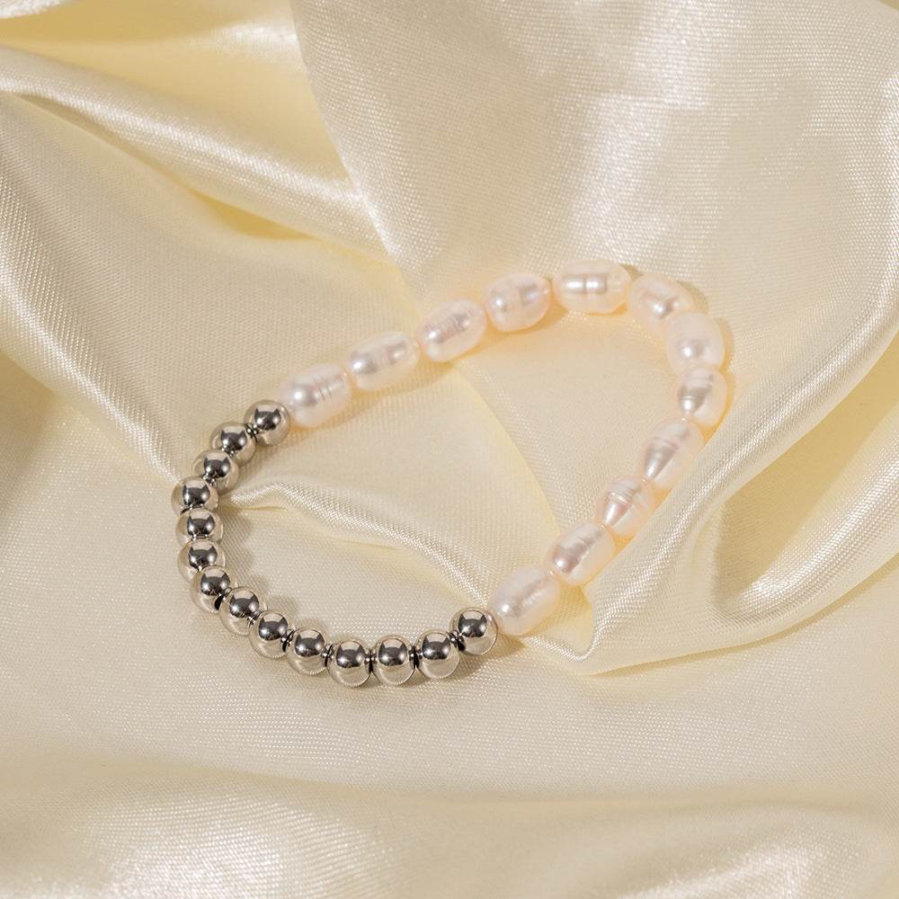 Fresh Water Pearl Ball Beads Beaded Bracelet For Women - Mubimart