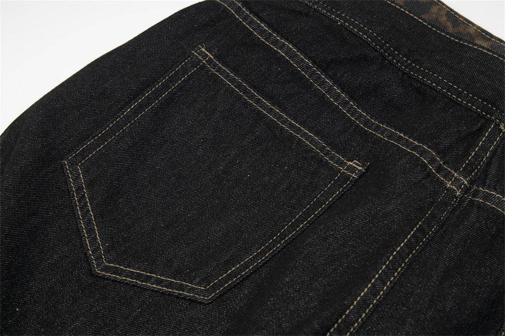 Stitching Straight Jeans For Men And Women - Mubimart