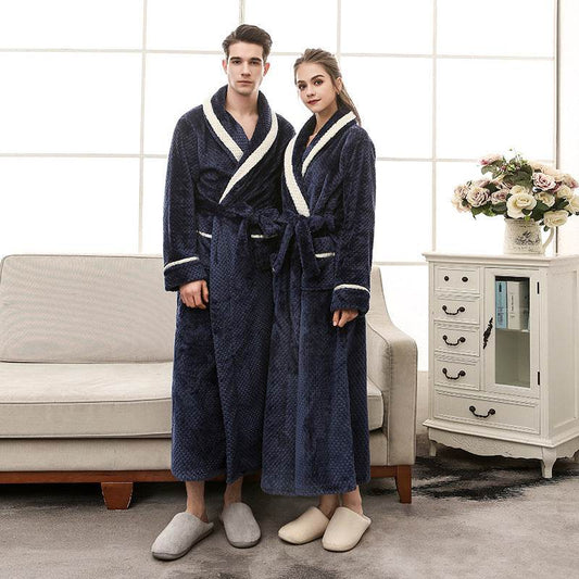 Women Pajamas Couple Gown Bathrobe Winter Robe - Mubimart