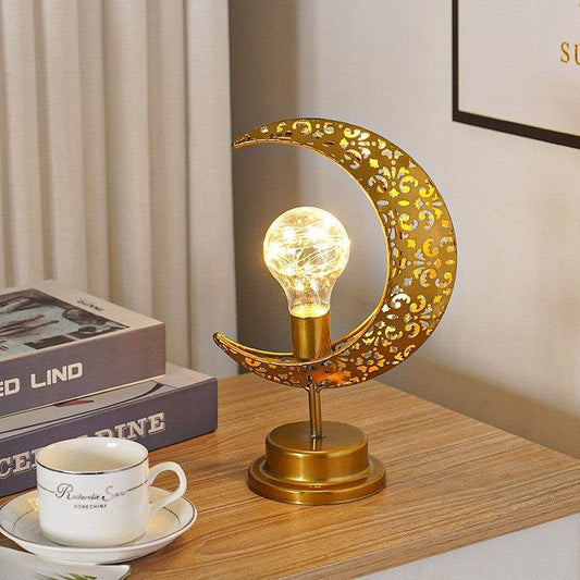 LED Modeling Lamp Creative Personality Iron Moon - Mubimart