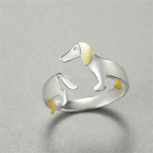 Cartoon Cute Sausage Dog Open Drip Ring