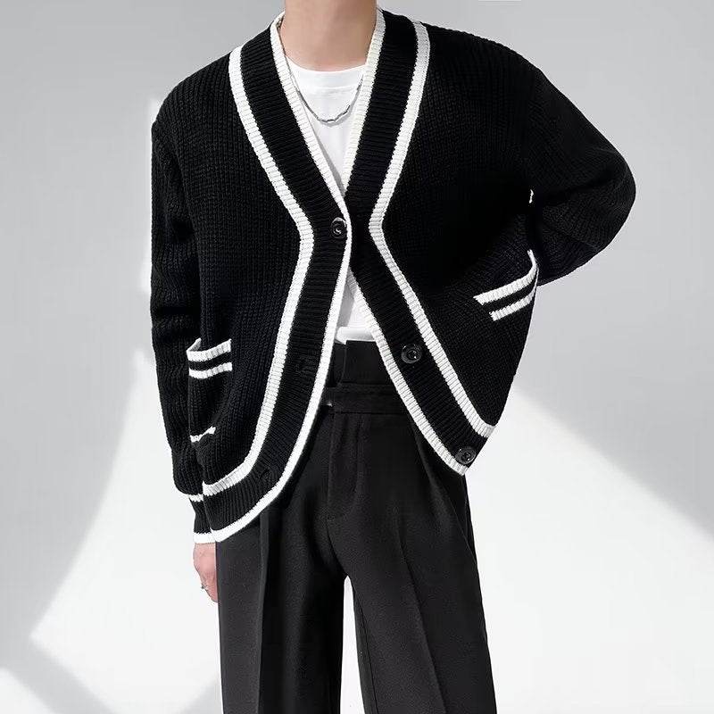 Mens Fashion Loose Sweater Cardigan Jacket - Mubimart