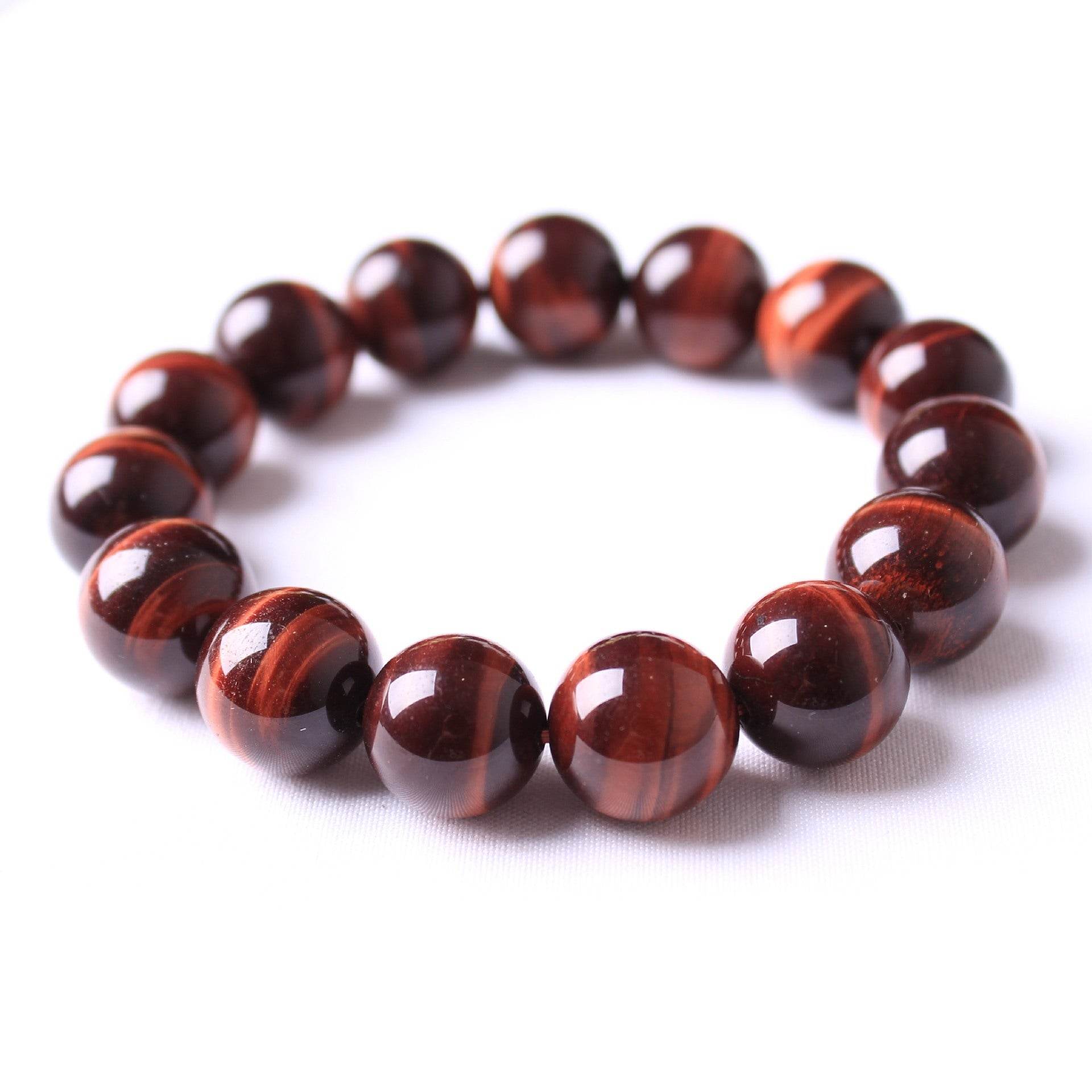 Natural Red Tiger Eye Gemstone Single Circle Bracelet For Men - Mubimart
