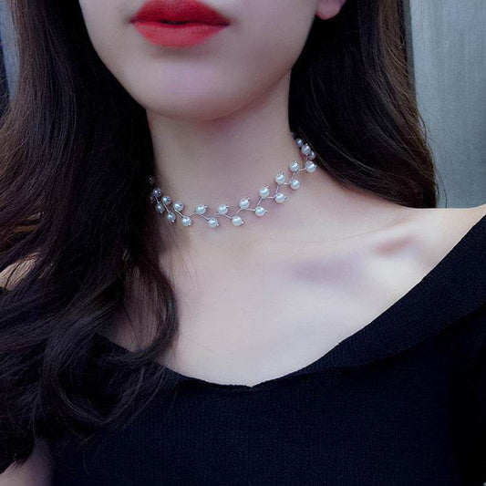 New Charm Simulated Pearl Beads Choker Necklace For Women - Mubimart