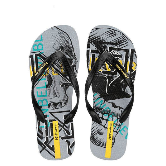 Cool Graffiti Printed Flip Flops For Men Summer New Non-slip Slippers Seaside Casual Beach Shoes - Mubimart