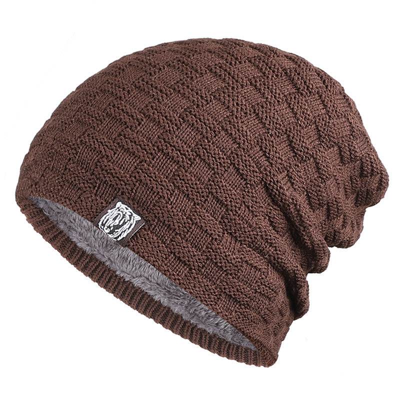 Tiger Label Fleece Warm Men's Hat - Mubimart