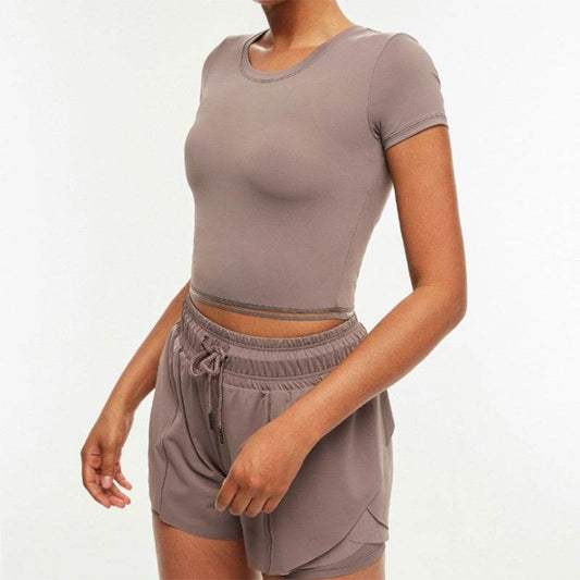 Yoga Clothes Suit Sports Fitness Clothes Crop Top And Shorts Women - Mubimart