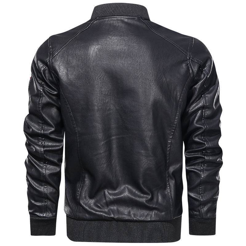 PU Leather Casual Jacket Flight Suit Leather Jacket - Mubimart