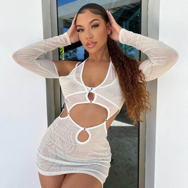 Women's Fashionable Slip On Sleeve Dress - Mubimart