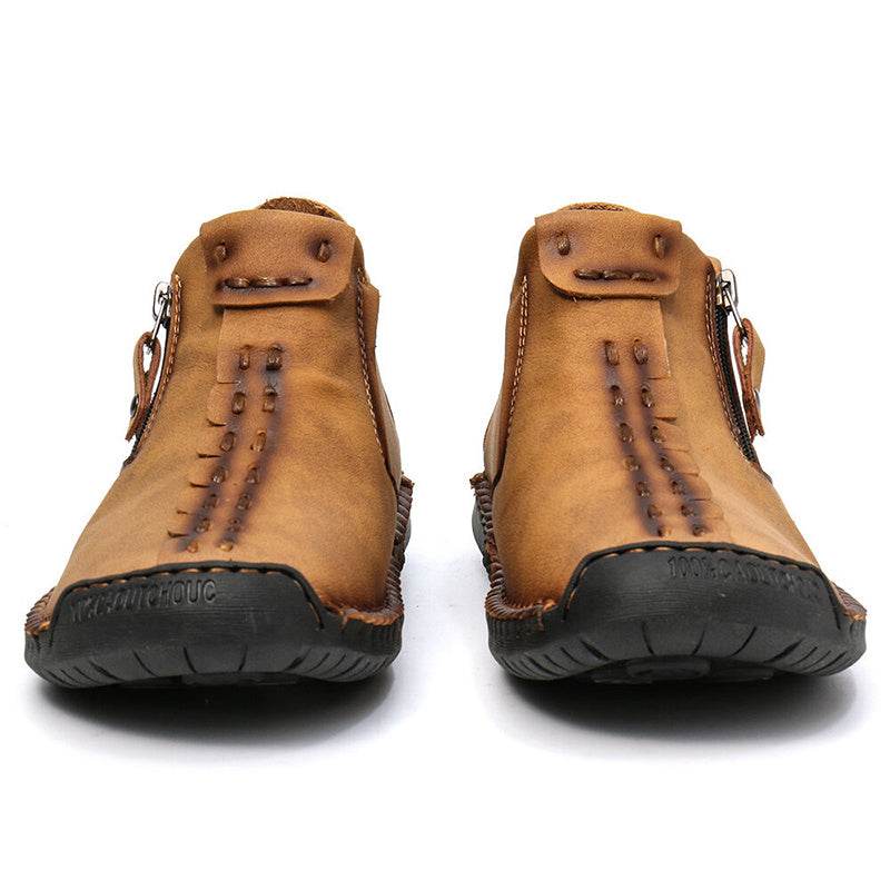 Men Ankle Boots Zipper Outdoor Hiking Shoes - Mubimart