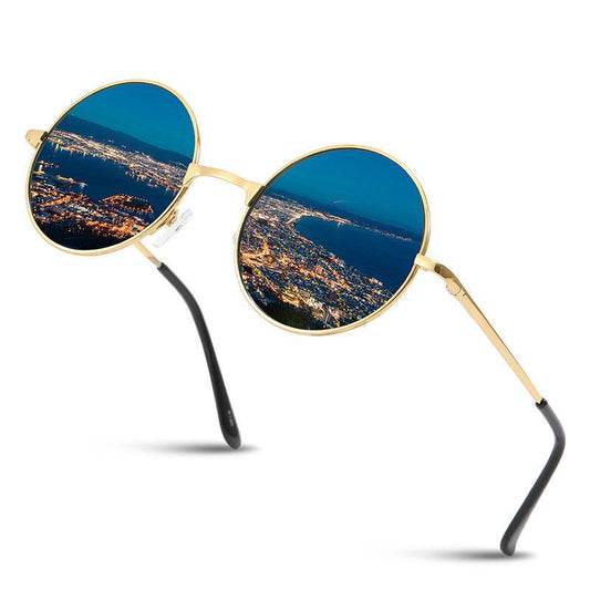 Mens Fashion Retro Round Frame Sunglasses - Mubimart