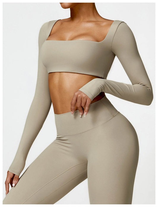 Women's Tight Long Sleeve Yoga Wear Running Workout T-shirt Top - Mubimart
