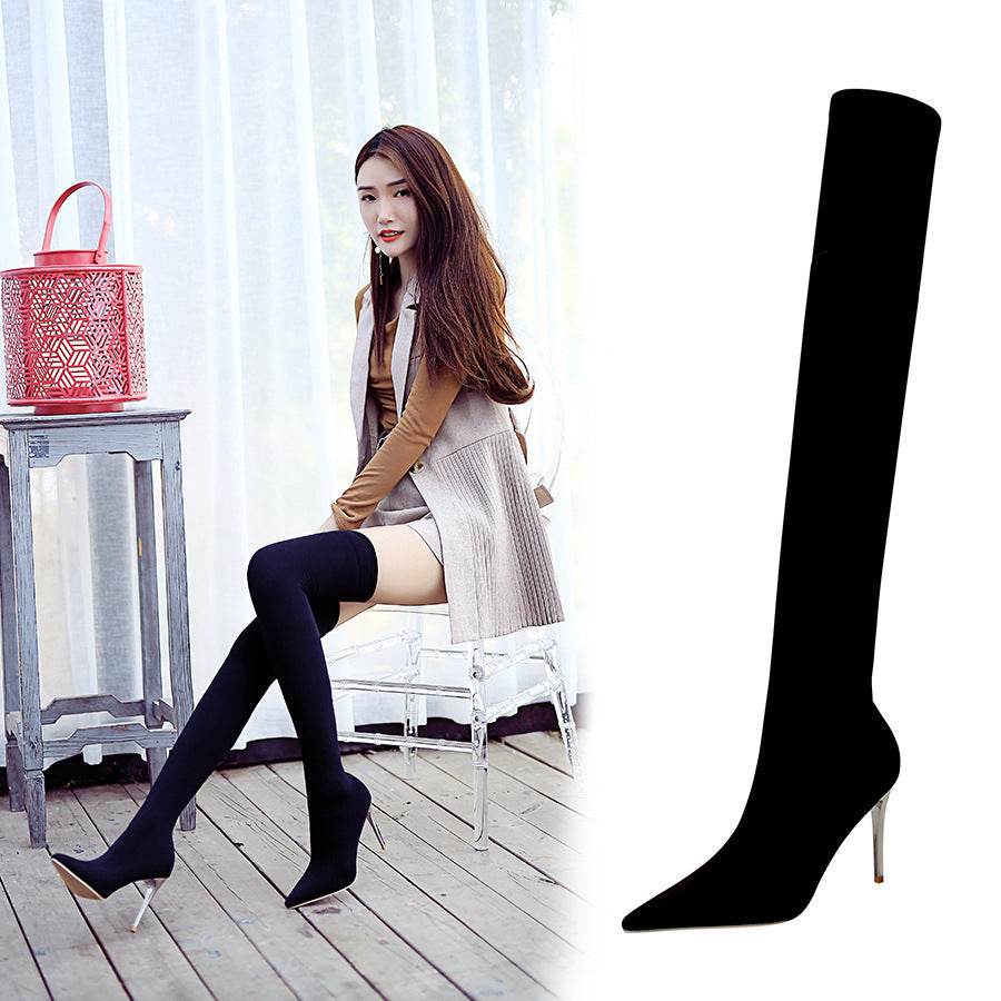 Stiletto Pointed Toe Over-the-knee Boots - Mubimart