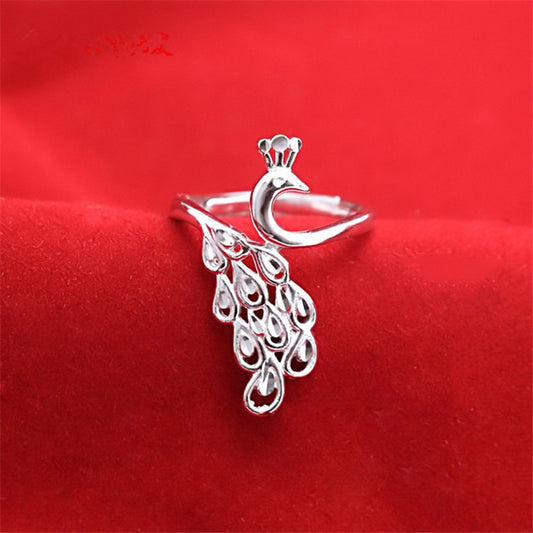 Silver Elegant Peacock Ring For Women