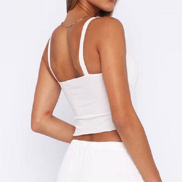 New Y2K V-neck Camisole Summer Versatile Sexy Short Top Girl Street Style Womens Clothing - Mubimart
