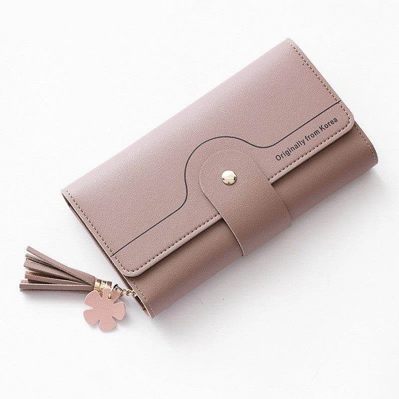 Geometric Alphabet Buckle Clutch Tassel Petal Long Ladies Wallet - Mubimart