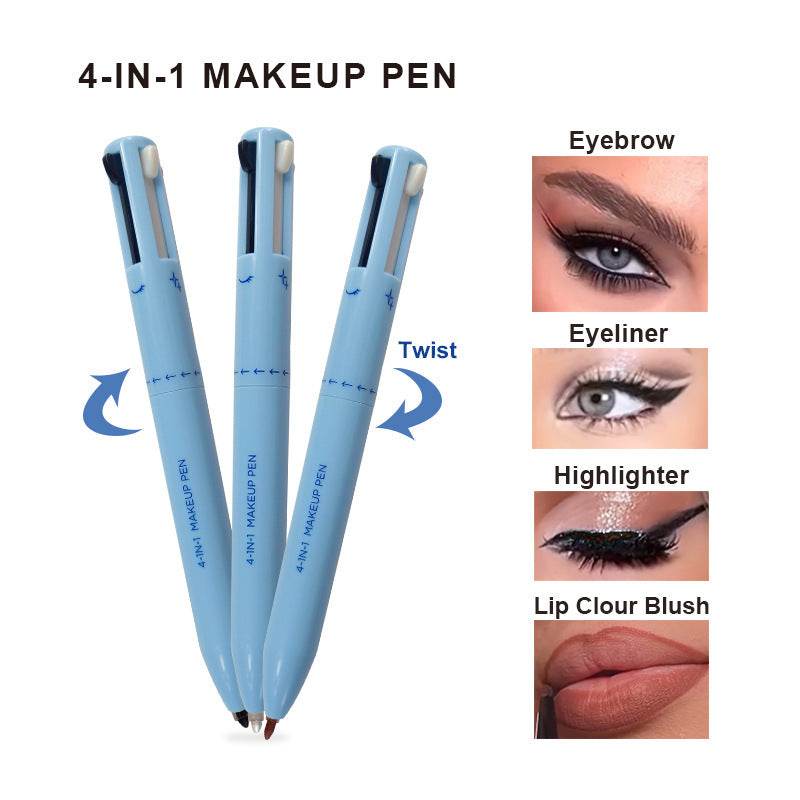 Four-in-one Cosmetic Brush Four-color Lip Liner Highlight Eyeliner Eyebrow Pencil - Mubimart