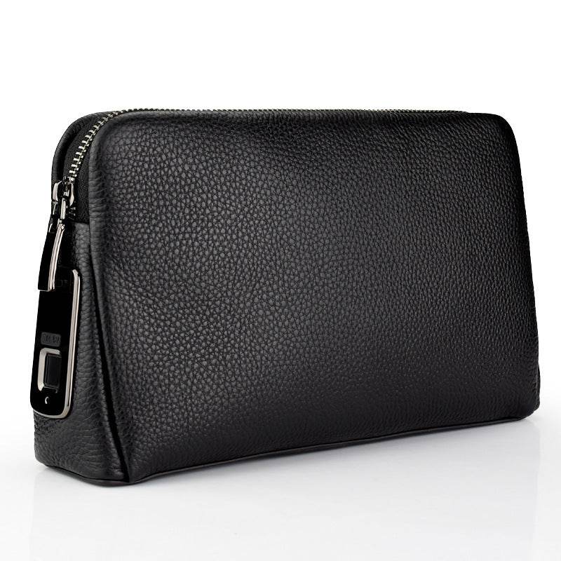 Mens Wallet Fingerprint Lock Bag First Layer Cowhide Business Handbag Men Fashion Fingerprint Men Bag - Mubimart