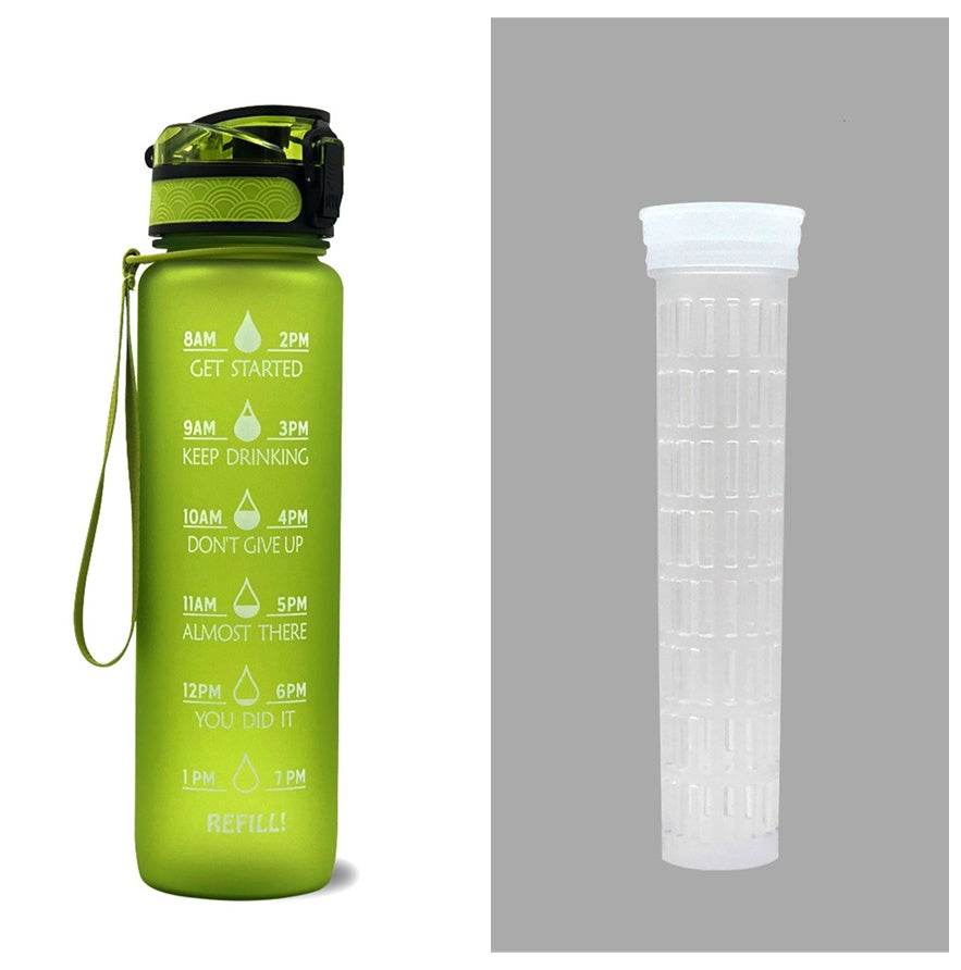 1L Tritan Water Bottle With Time Marker Bounce Cover Motivational Water Bottle Cycling Leakproof Cup For Sports Fitness Bottles - Mubimart