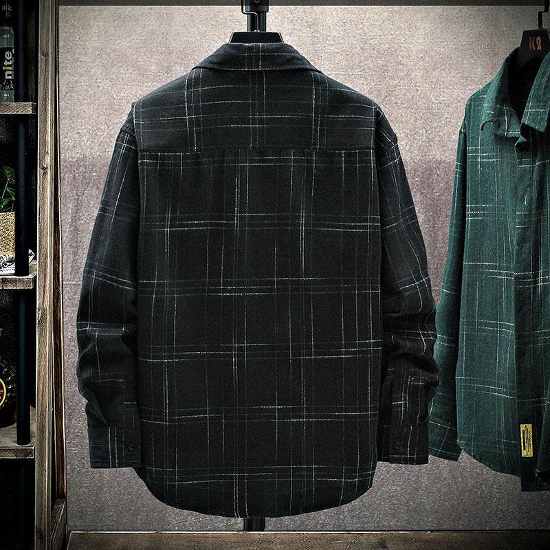 New Men's Long Sleeve Shirt Striped Shirt Plaid Jacket - Mubimart