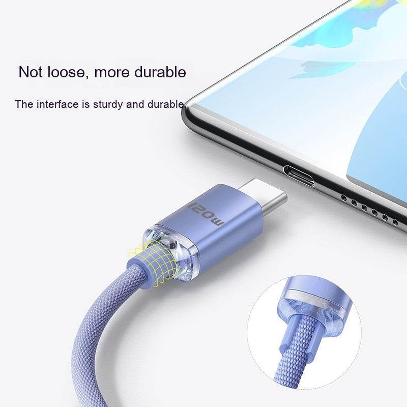 120W Data Cable Type-C Mobile Phone Charging Cable - Mubimart